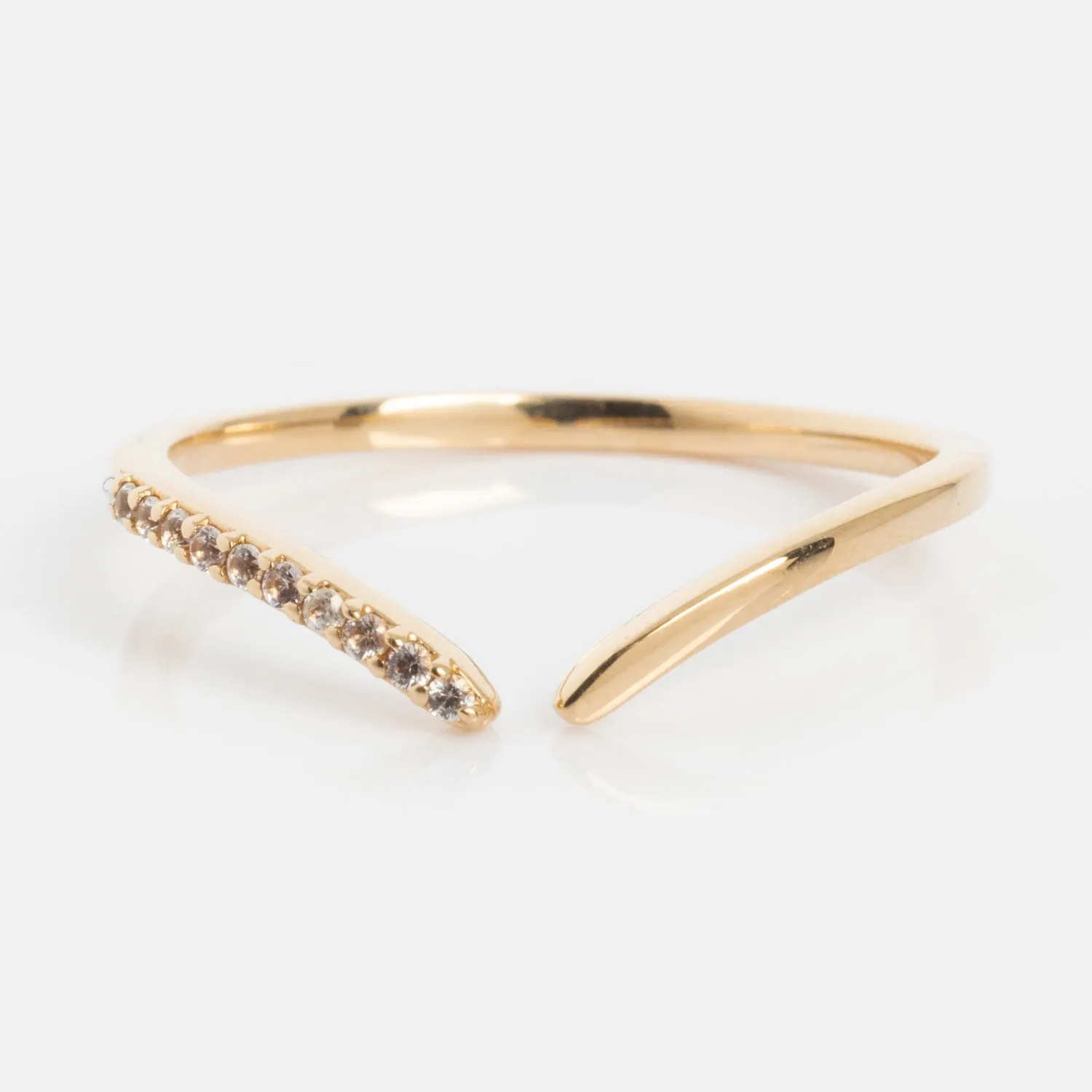 14k White Sapphire Open Front Nesting Ring