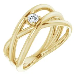 14K Yellow 1/8 CT Diamond Negative Space Ring
