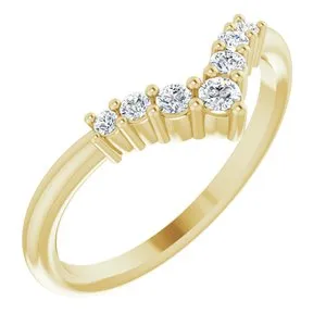 14K Yellow Diamond Graduated "V" Ring