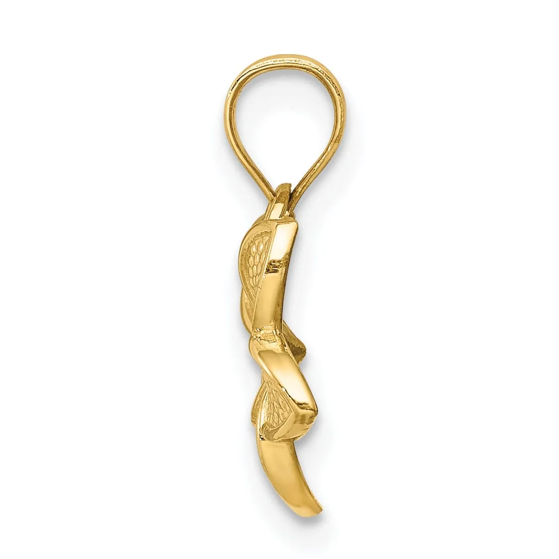 14k Yellow Gold Casted Textured Polished Finish Plumeria Charm Pendant