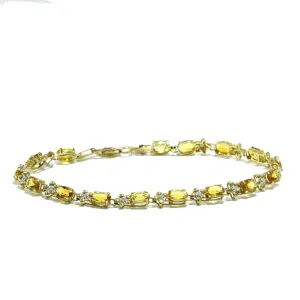 14K Yellow Gold Citrine & Diamond Bracelet