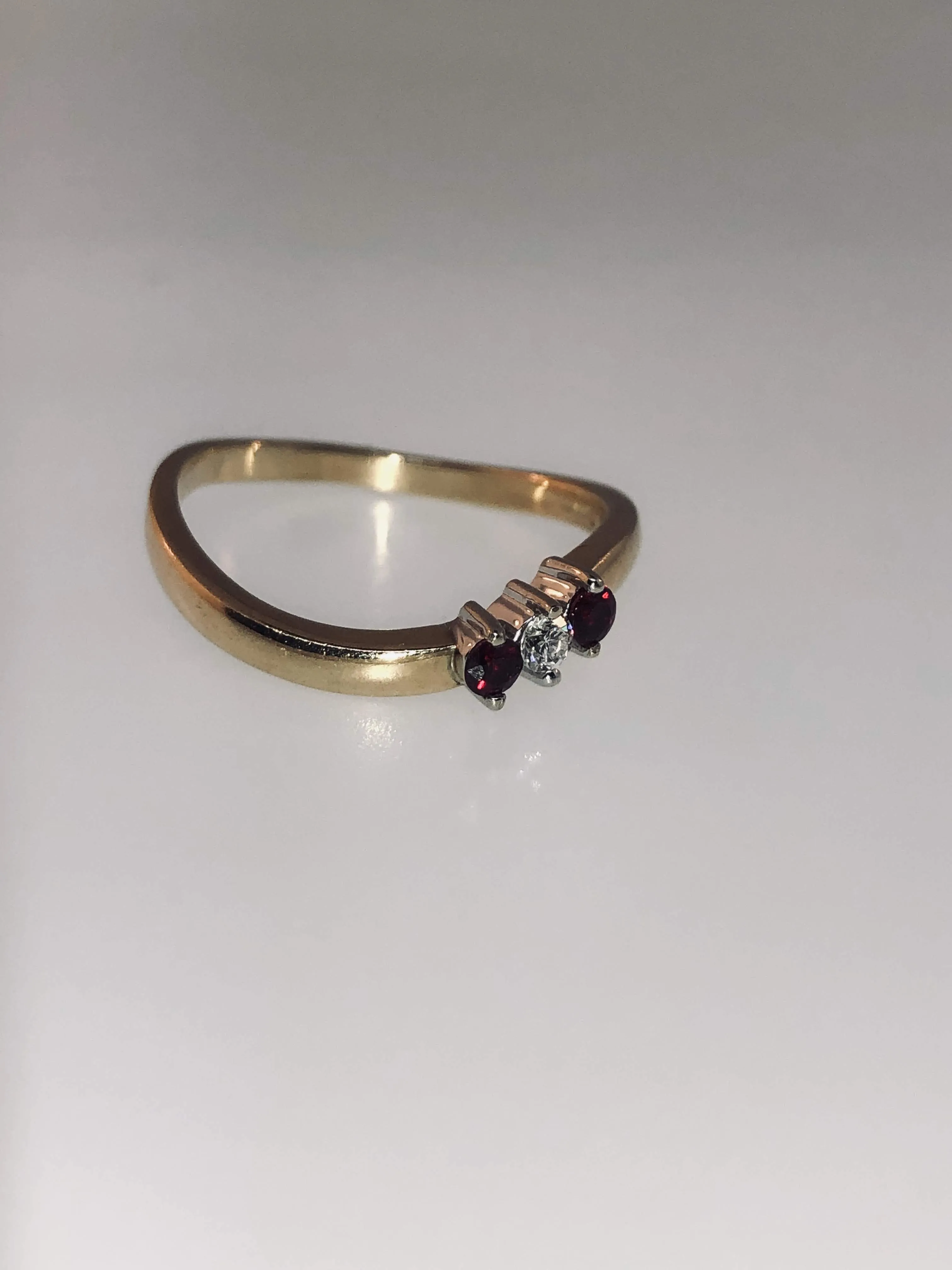 14K Yellow Gold Diamond and Ruby Ring