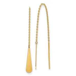 14k Yellow Gold Tear Drop Threader Earrings