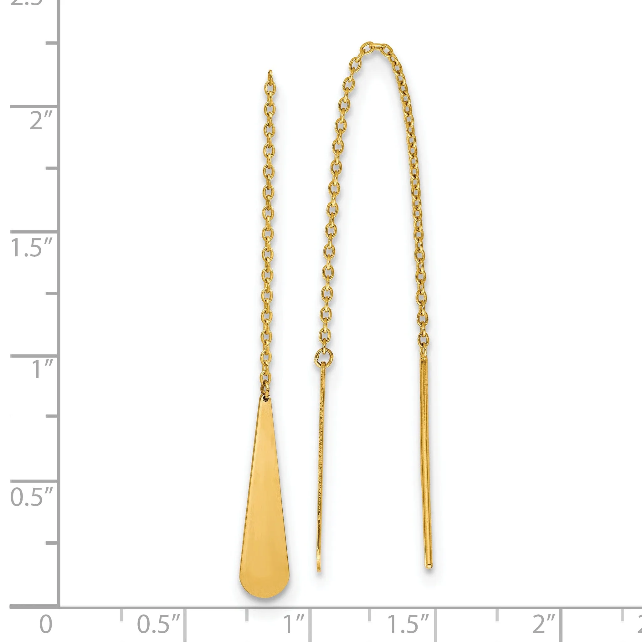14k Yellow Gold Tear Drop Threader Earrings