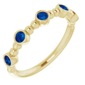 14K Yellow Sapphire Stackable Beaded Ring
