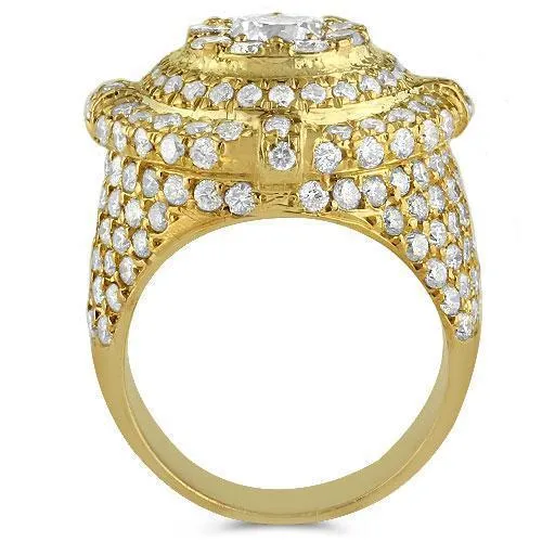14K Yellow Solid Gold Mens Diamond Ring 3.25 Ctw