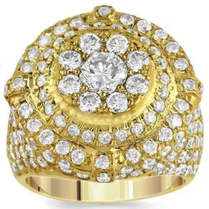 14K Yellow Solid Gold Mens Diamond Ring 3.25 Ctw