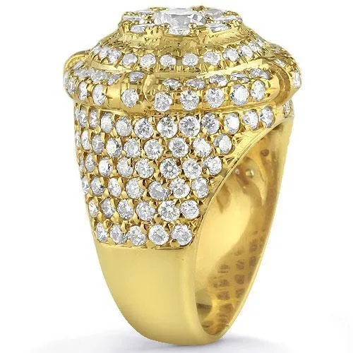 14K Yellow Solid Gold Mens Diamond Ring 3.25 Ctw