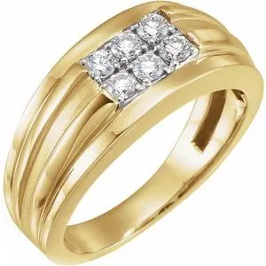 14K Yellow/White 1/2 CTW Diamond Illusion Ring