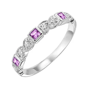 14KT White Gold & Diamond Classic Book Stackable Fashion Ring  - 1/10 ctw