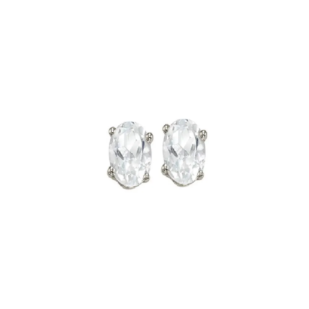 14KT White Gold Classic Book Color Stud Earrings