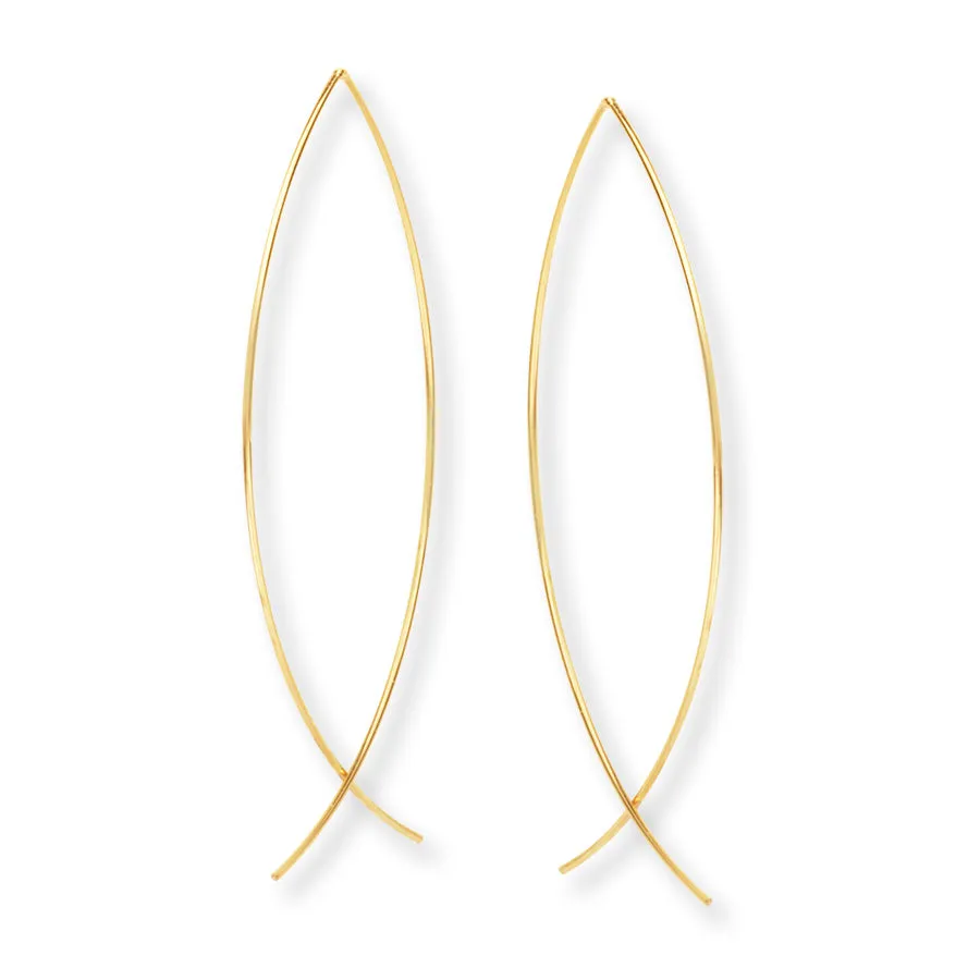 14kt Yellow Gold Curved Thread Earrings