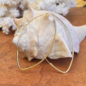 14KT Yellow Gold Polished Marquise Threader Hoop Earrings 59mm