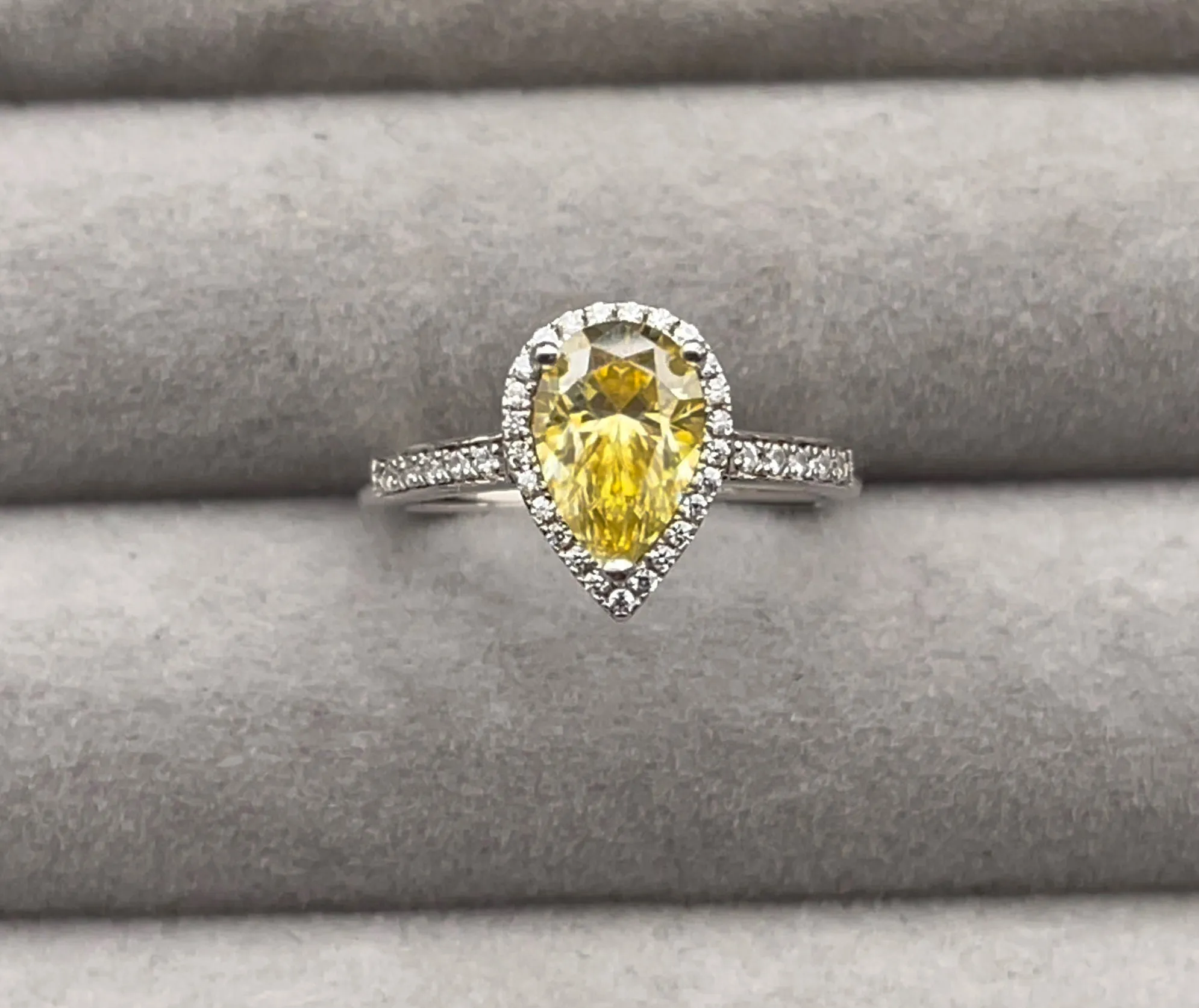1.5 CT | Yellow Moissanite Diamond Engagement Ring | Yellow Diamond Engagement Ring | Yellow Diamond Ring | Moissanite Ring | Teardrop Ring