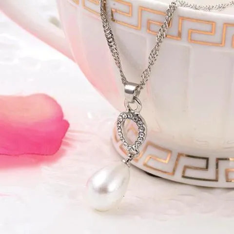 17KM®  Simulated Pearl Pendant Necklace & Earrings Jewelry Set