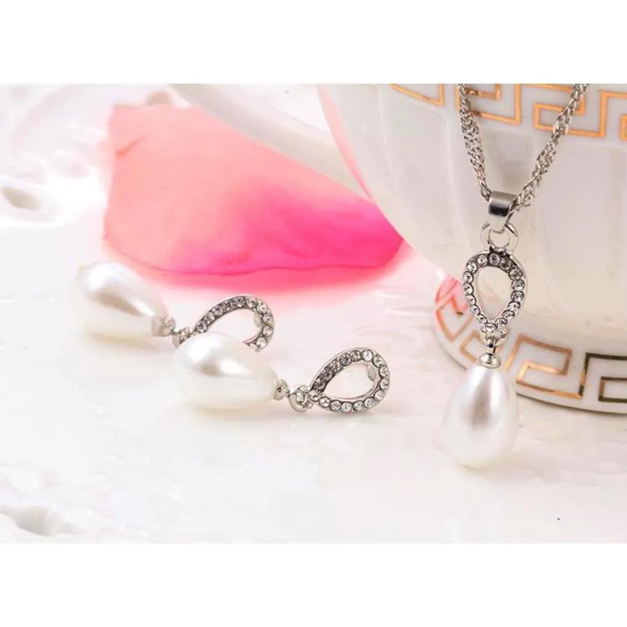 17KM®  Simulated Pearl Pendant Necklace & Earrings Jewelry Set