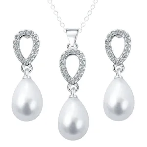 17KM®  Simulated Pearl Pendant Necklace & Earrings Jewelry Set