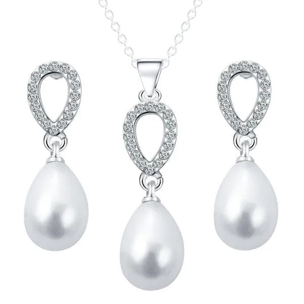 17KM®  Simulated Pearl Pendant Necklace & Earrings Jewelry Set
