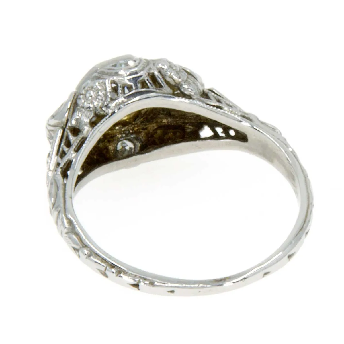 18k Art Deco Filigree Diamond Engagement Ring
