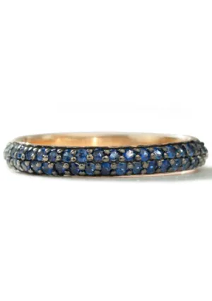 18K Gold Band w/Half Eternity Blue Sapphire