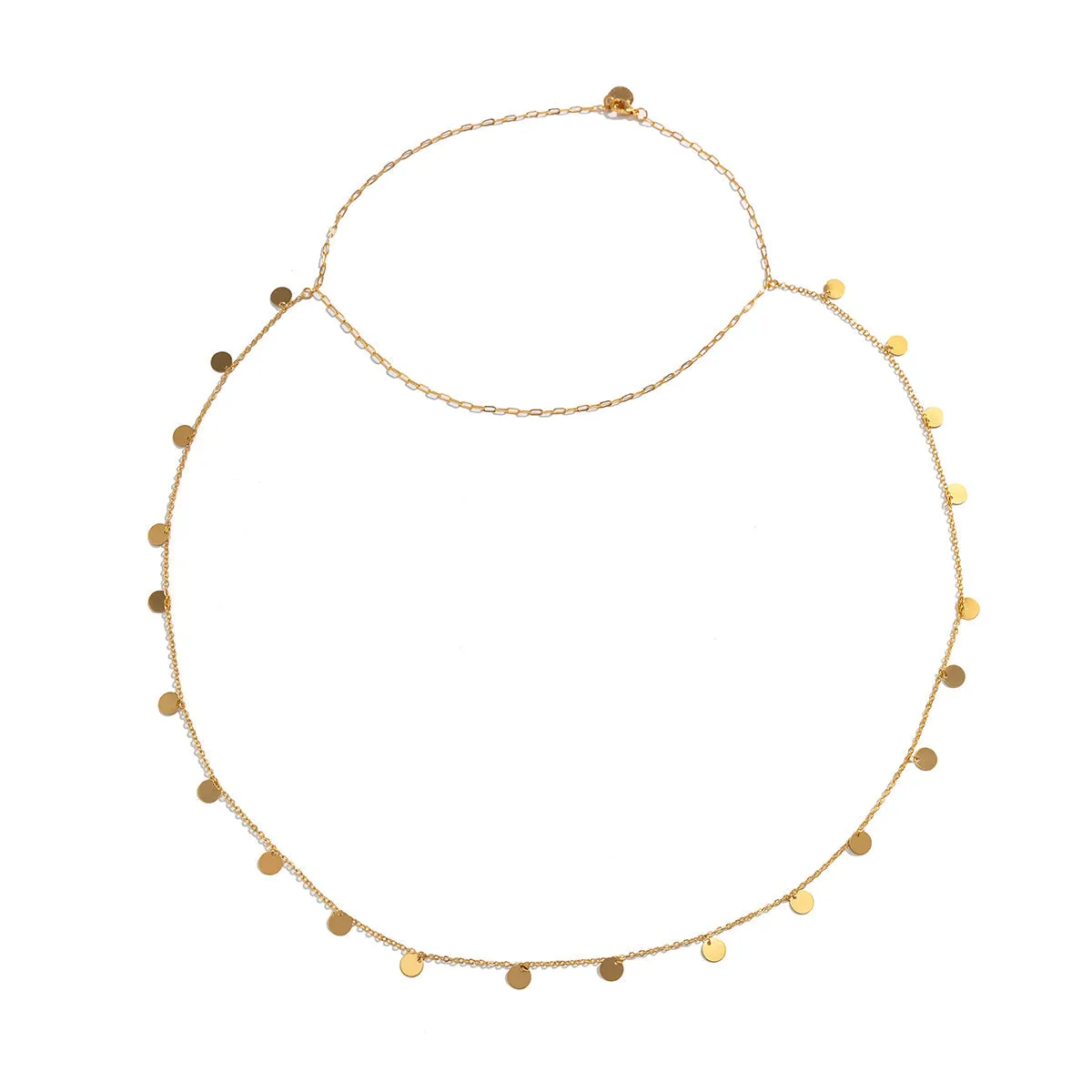 18K Gold-Plated Sequin Choker Necklace & Back Chain