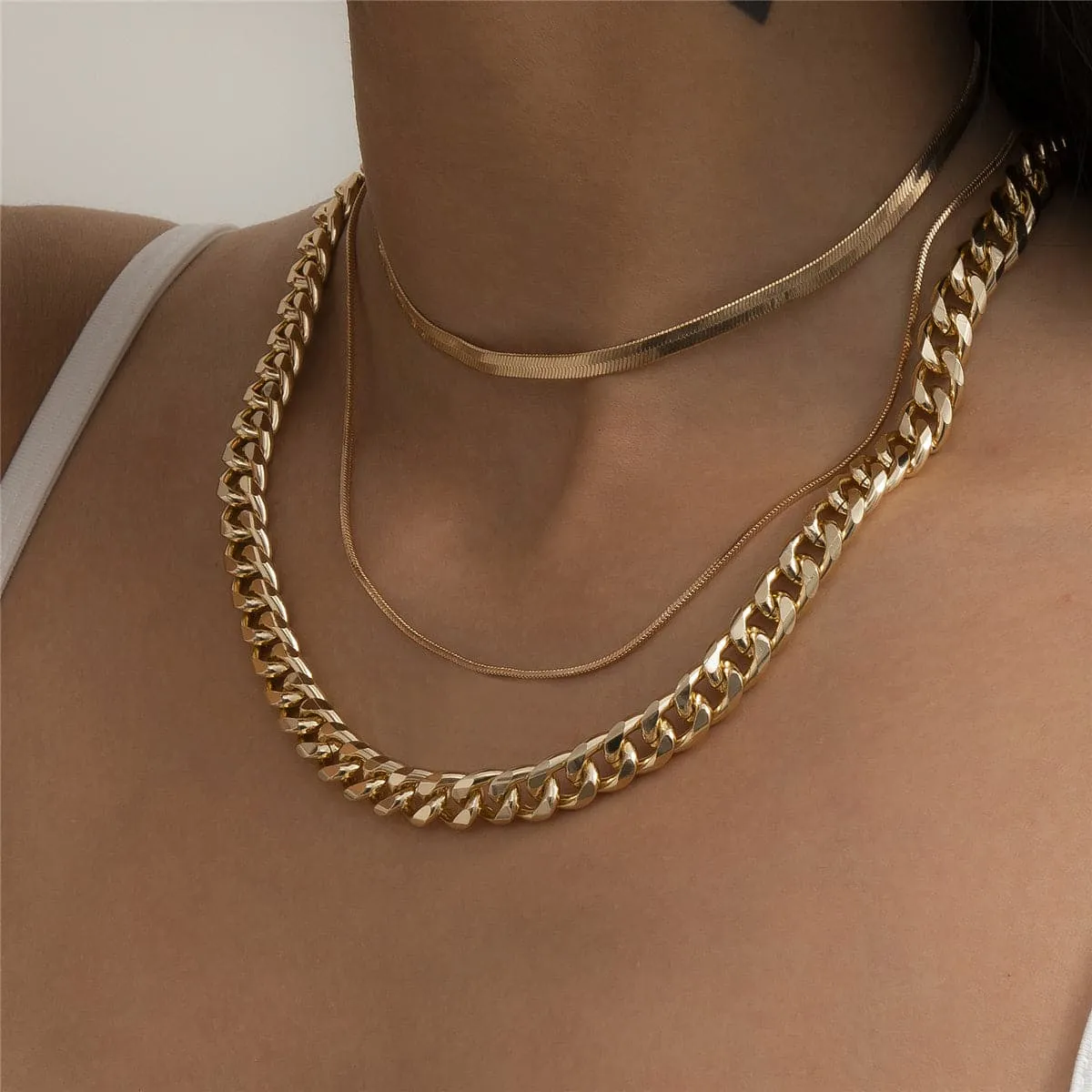 18K Gold-Plated Snake Chain & Choker Set