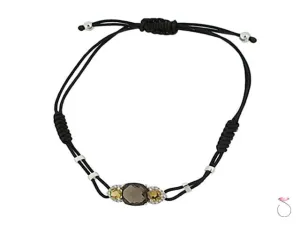 18K Rose Gold 1/10ct Diamond Smokey Topaz Citrine Adjustable String Bracelet Sale