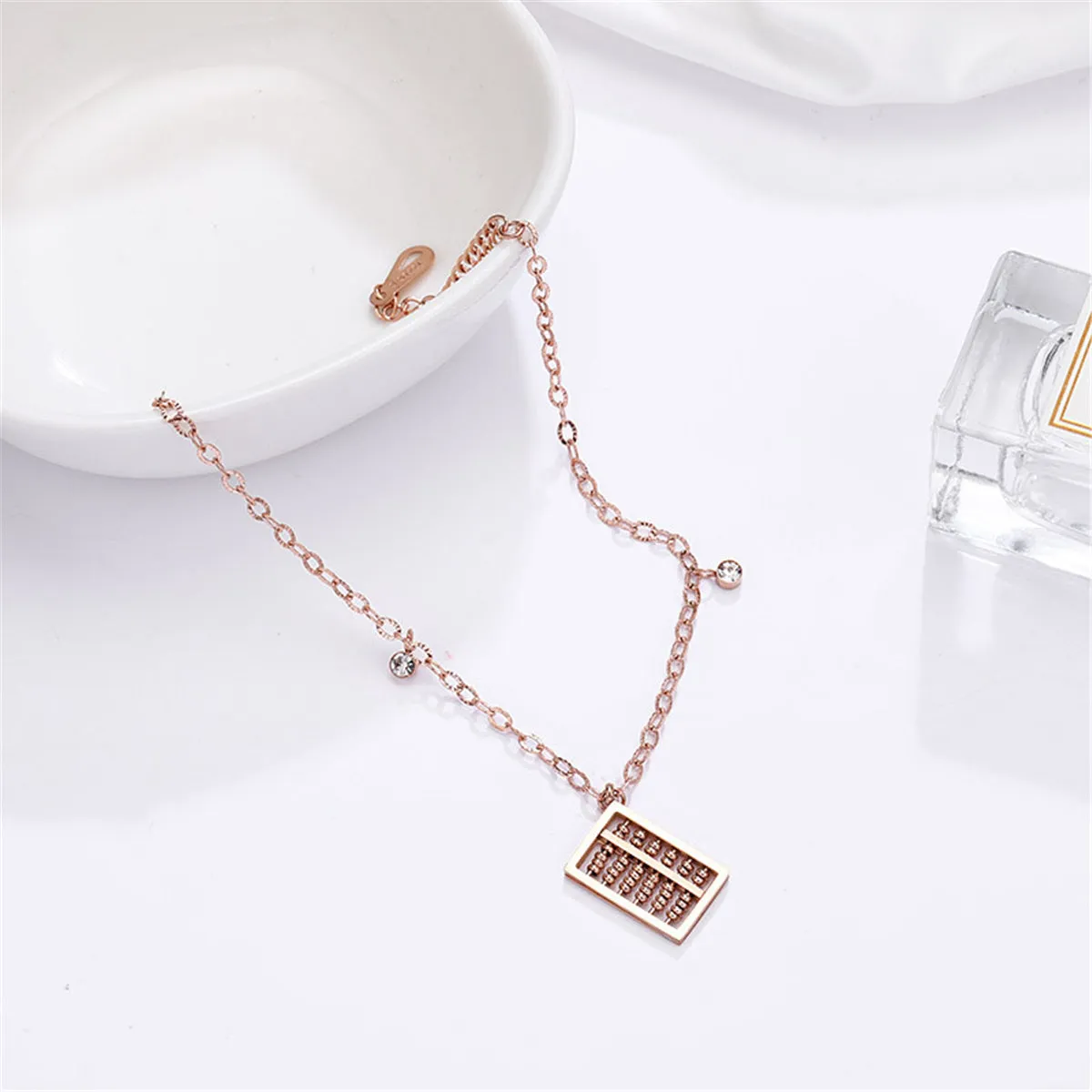 18K Rose Gold-Plated & Cubic Zirconia Abacus Charm Anklet
