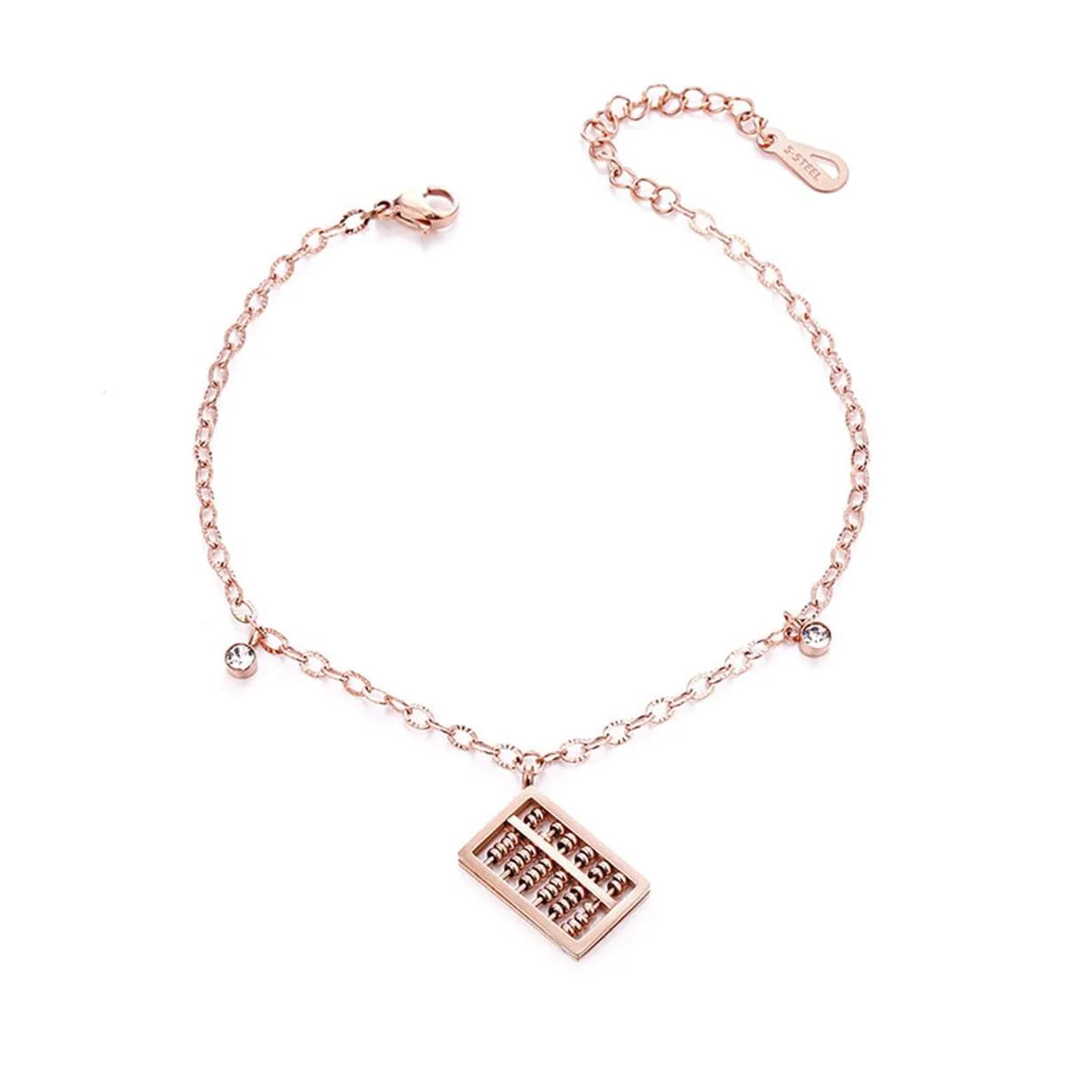 18K Rose Gold-Plated & Cubic Zirconia Abacus Charm Anklet