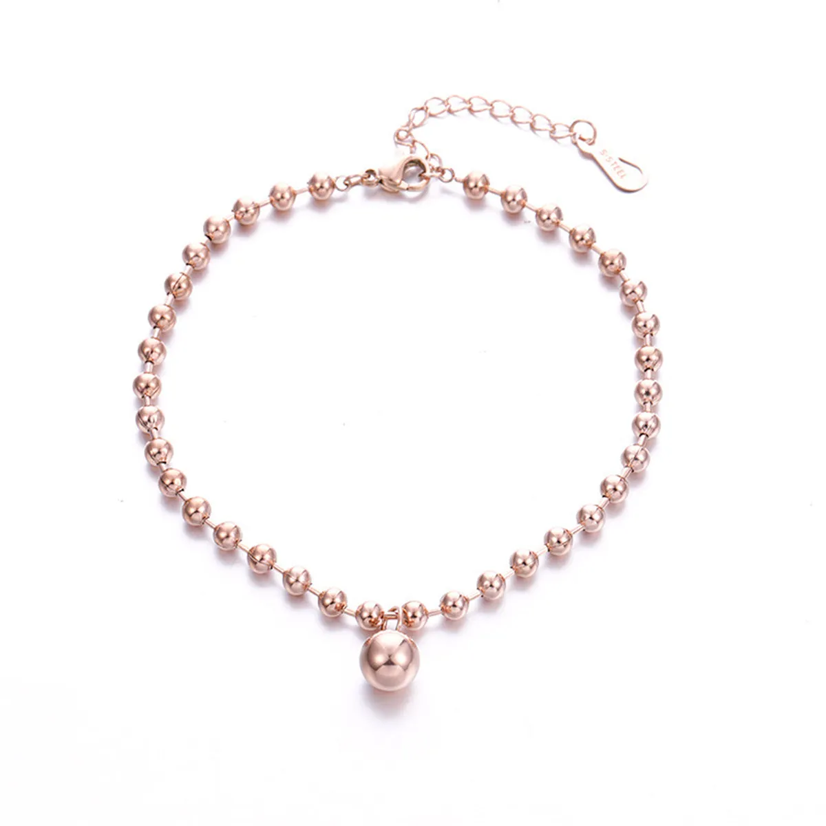 18K Rose Gold-Plated Bead Anklet