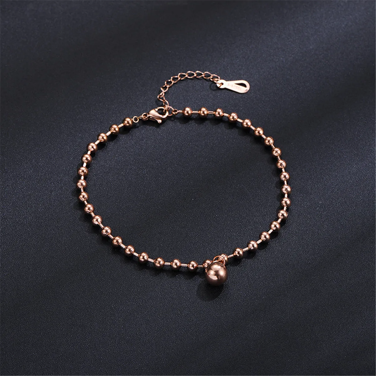 18K Rose Gold-Plated Bead Anklet