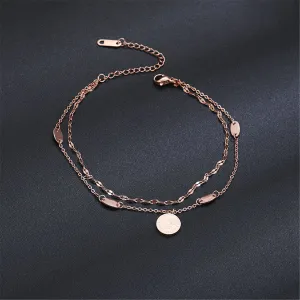 18K Rose Gold-Plated Coin Layer Anklet