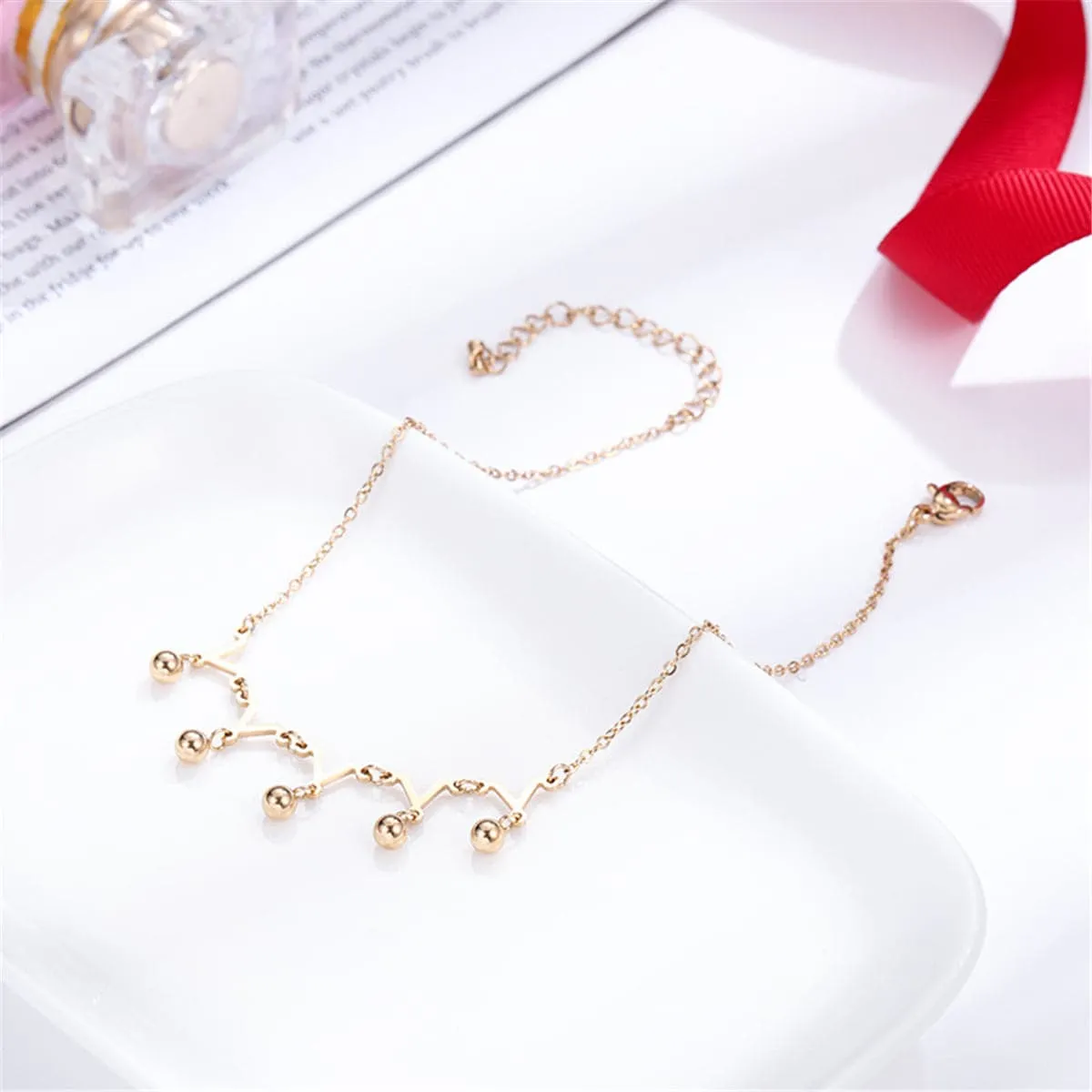 18K Rose Gold-Plated Crown Charm Anklet