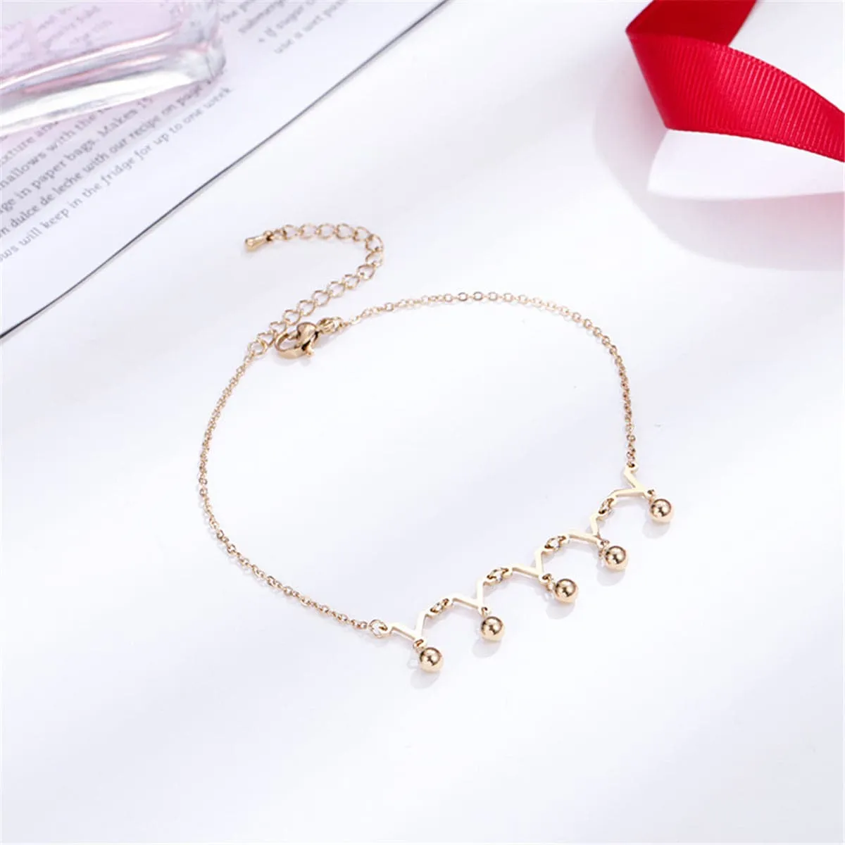 18K Rose Gold-Plated Crown Charm Anklet