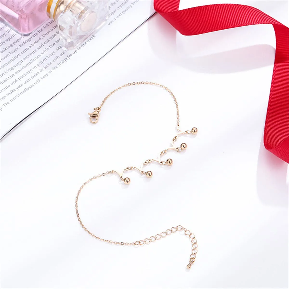 18K Rose Gold-Plated Crown Charm Anklet