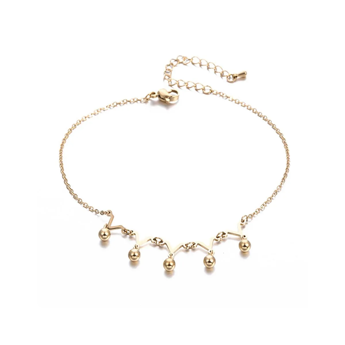 18K Rose Gold-Plated Crown Charm Anklet