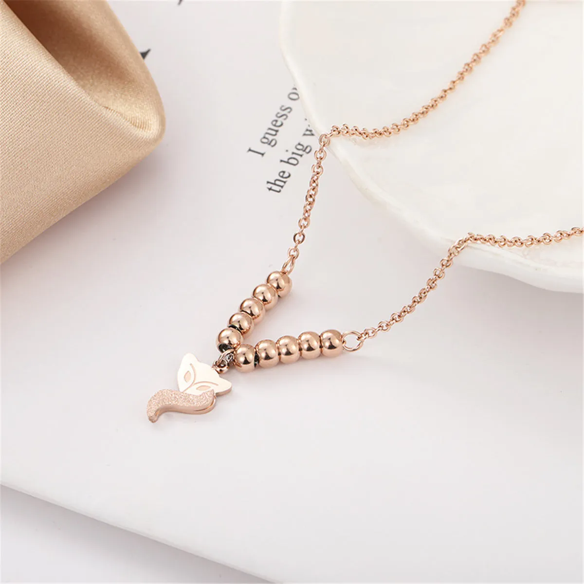18K Rose Gold-Plated Frosted Fox Bead Anklet