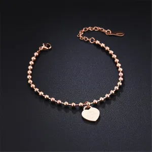 18K Rose Gold-Plated Heart Charm Anklet