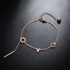 18K Rose Gold-Plated 'Love' Anklet