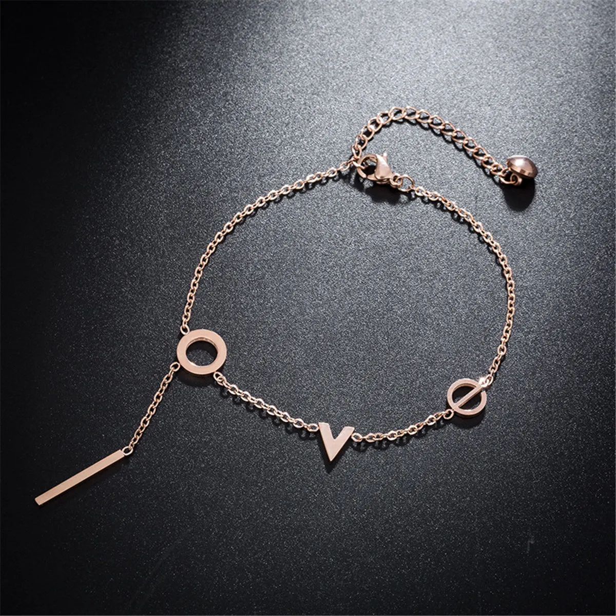 18K Rose Gold-Plated 'Love' Anklet