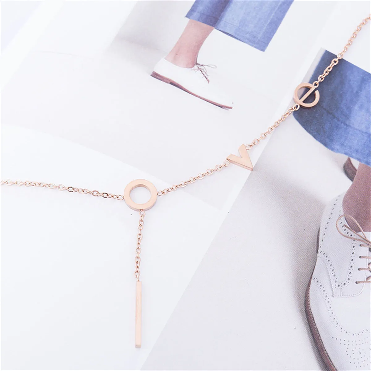 18K Rose Gold-Plated 'Love' Anklet