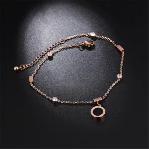 18K Rose Gold-Plated Roman Numeral Charm Anklet