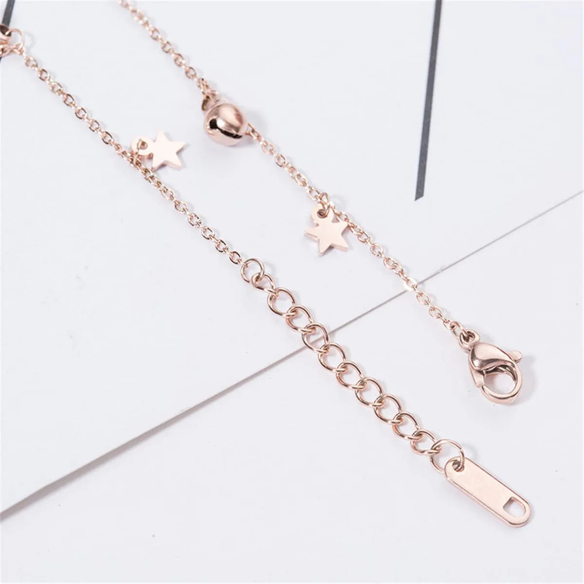 18K Rose Gold-Plated Star & Bell Station Anklet