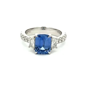 18k White Gold Diamond & Sapphire Ring