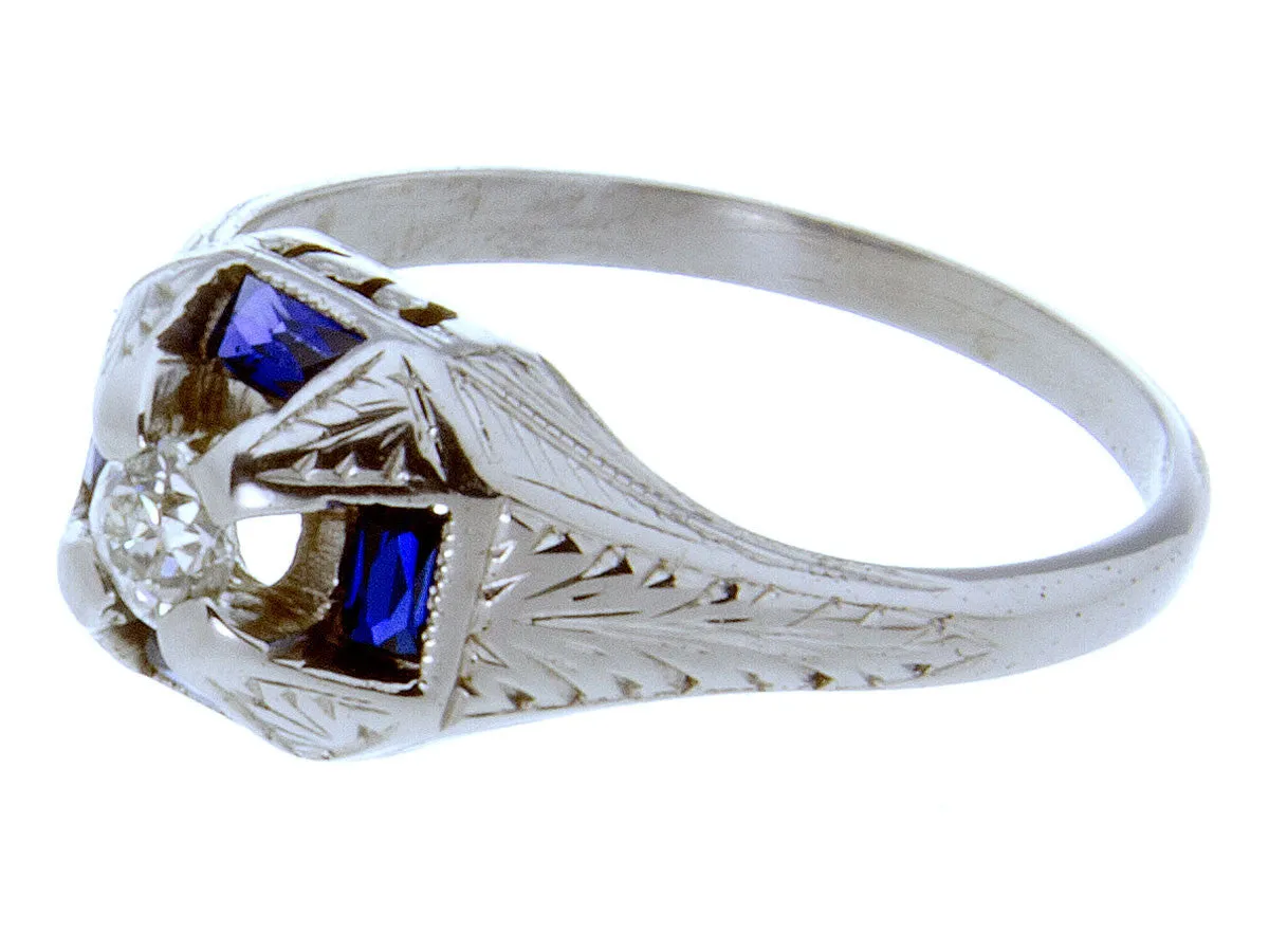 1920s Diamond & Sapphire Engagement Ring