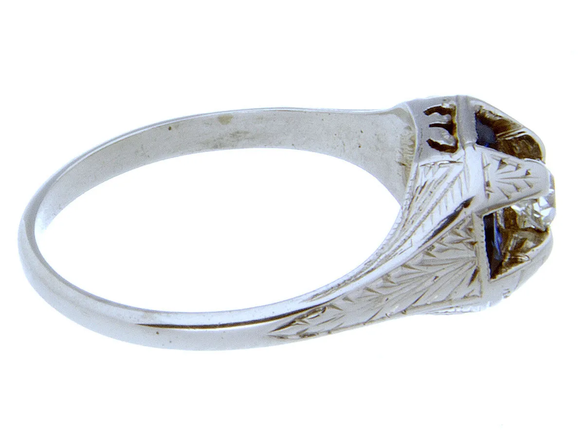 1920s Diamond & Sapphire Engagement Ring