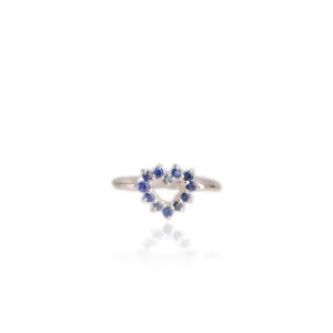 2 mm. Round Cut Blue Thai Sapphire Heart Ring (Blemished)