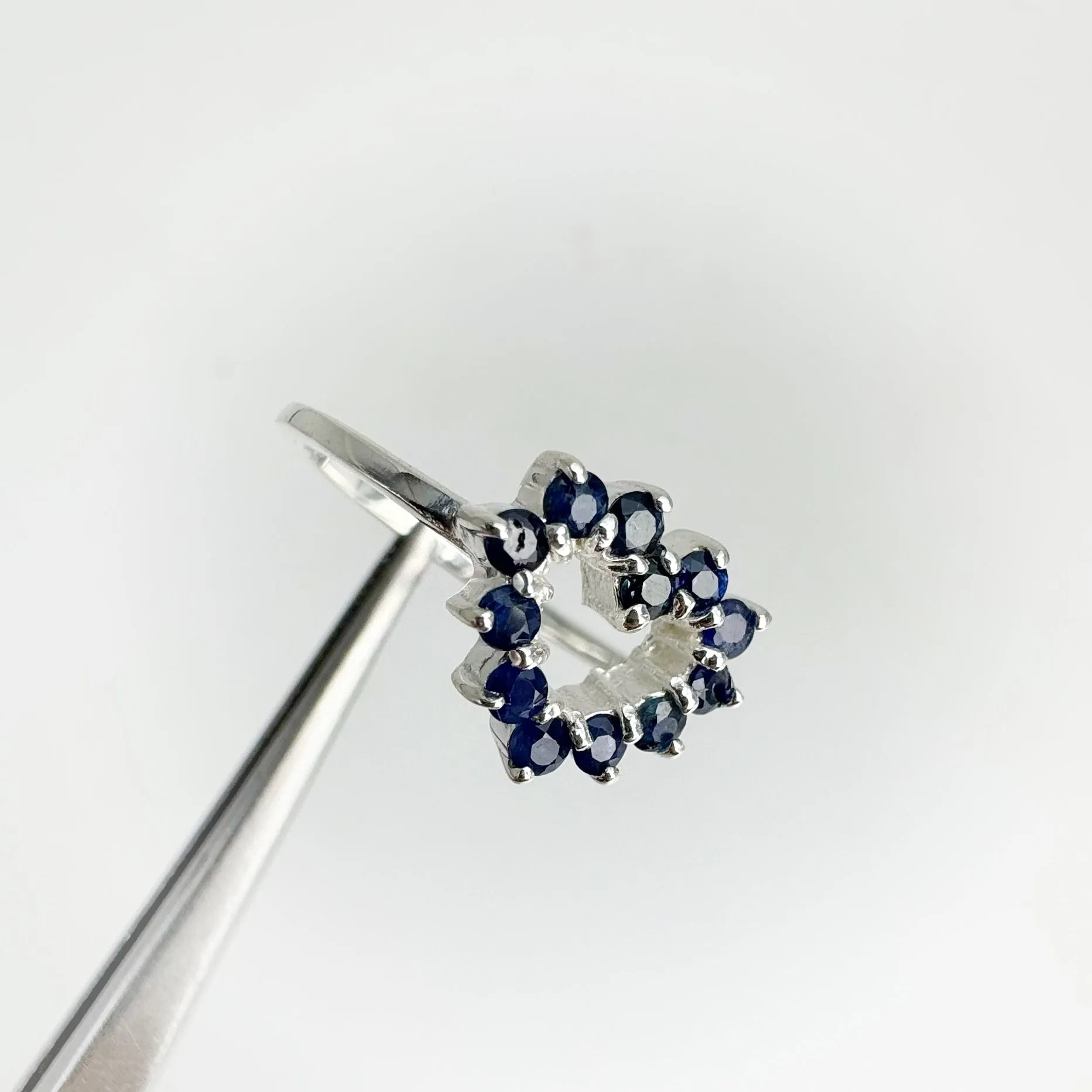 2 mm. Round Cut Blue Thai Sapphire Heart Ring (Blemished)