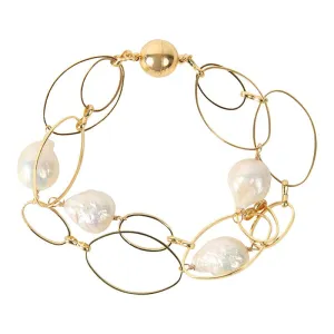 206-01-G | LOOP GOLD CHAIN BRACELET w/PEARLS