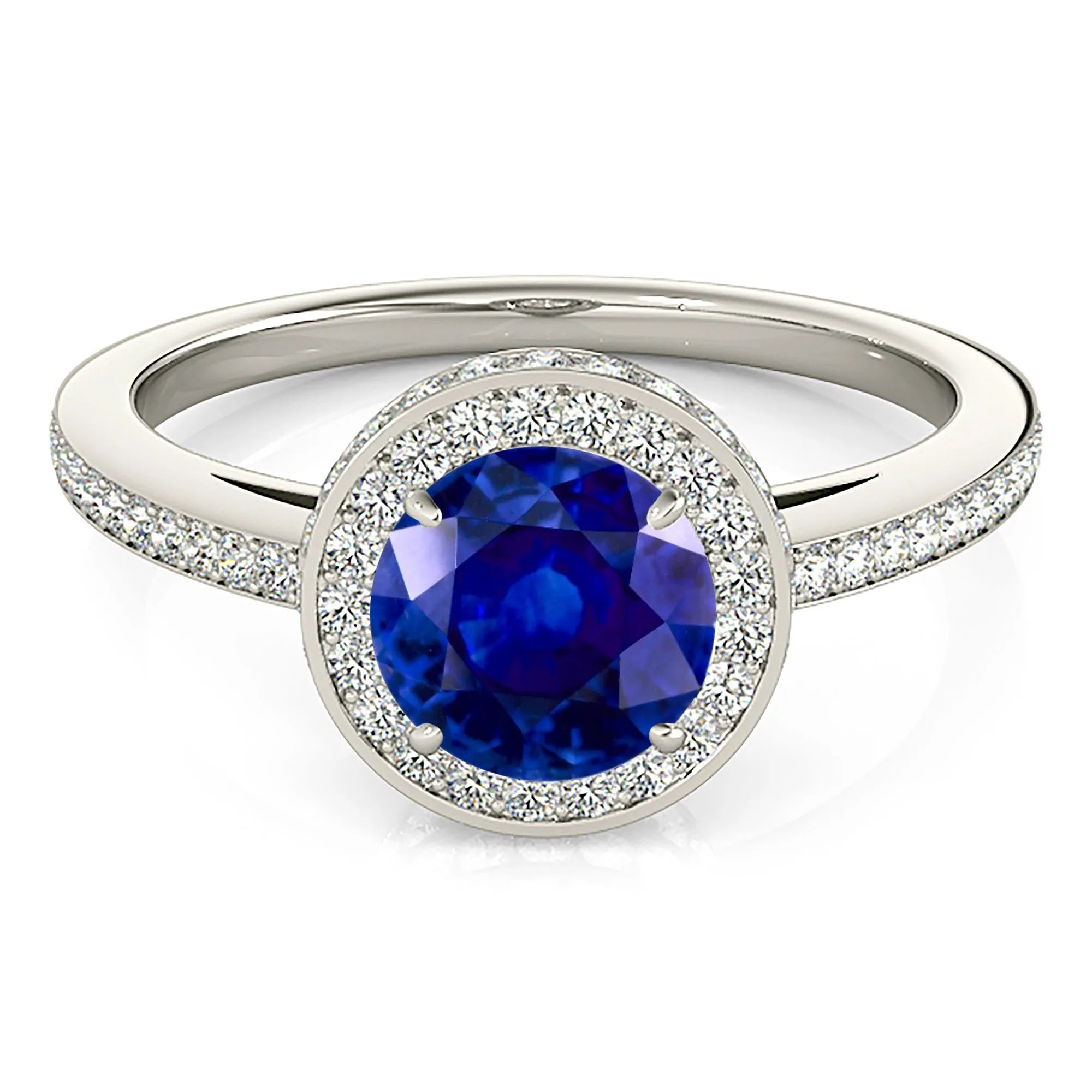 2.40 ct. Genuine Blue Sapphire Halo Ring